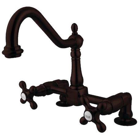 Kingston Brass KS1145AX Heritage Two-Handle Bridge Kitchen Faucet, Oil Rubbed Bronze KS1145AX